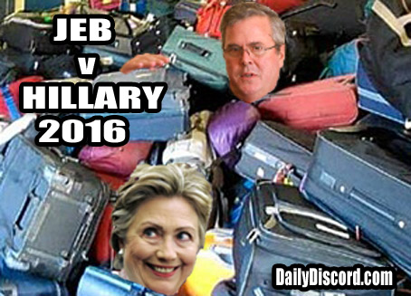 Jeb Bush V Hillary Clinton 2016, Hope they’re not flying American with those stricter weight limits.