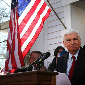To Prove His Patriotism......Senator Dodd has a flag fused to his brain stem