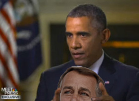 In Show of Strength Obama Hoists Severed Head of Boehner on Meet the Press, And, yes, Boehner was crying