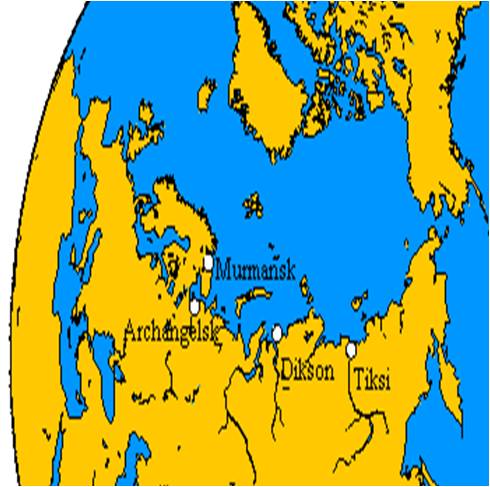 Location of modern day Mermansk.